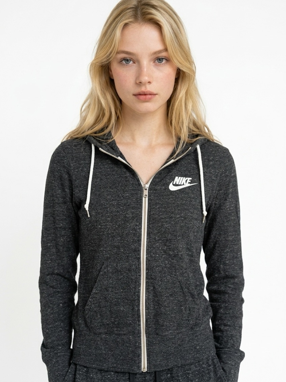 NIKE | Charcoal Gray Heathered Zip Up Hoodie Jacket Women’s Size Small